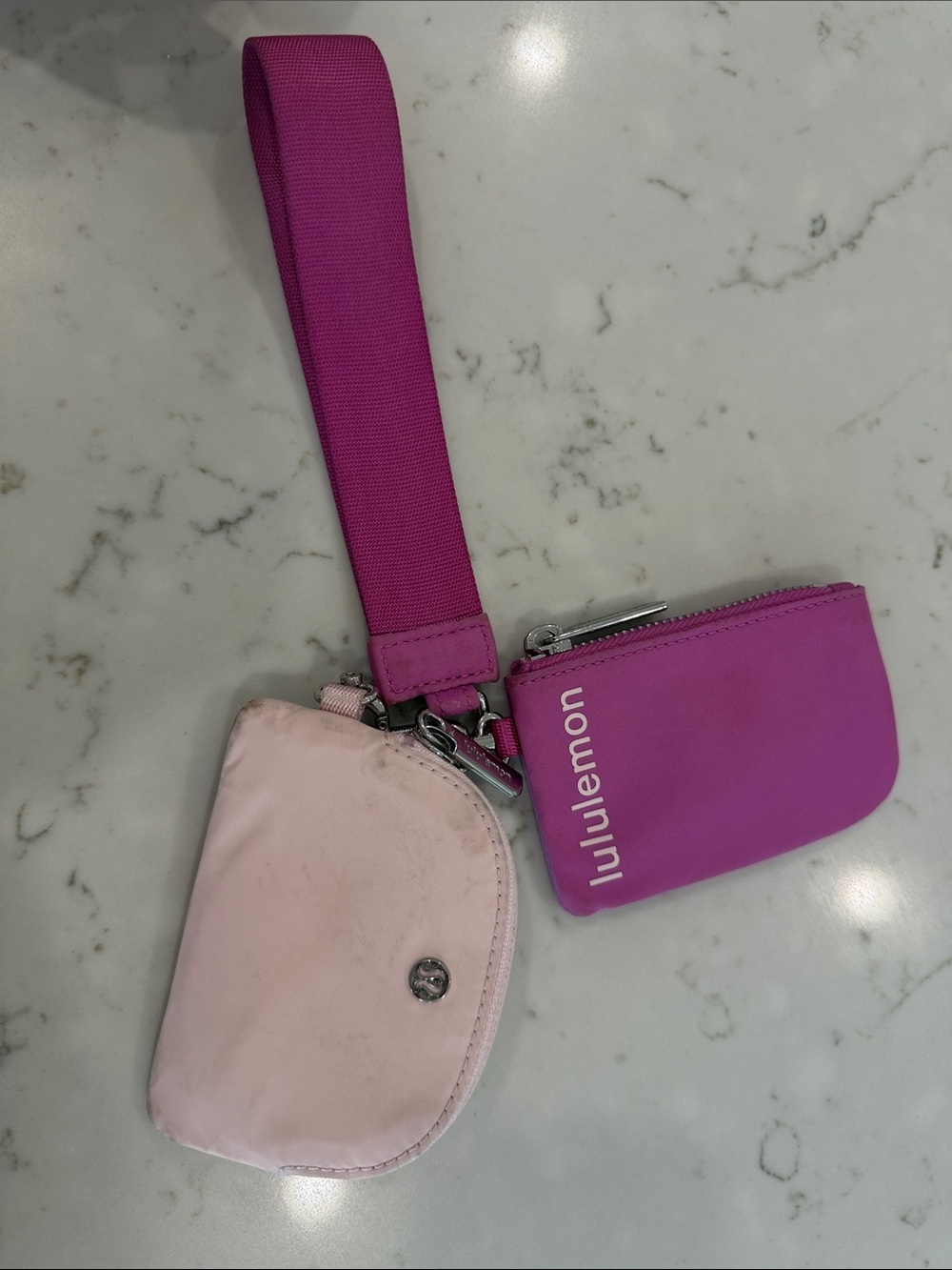 lululemon athletica Pink and Magenta Wristlet Key Pouch Duo